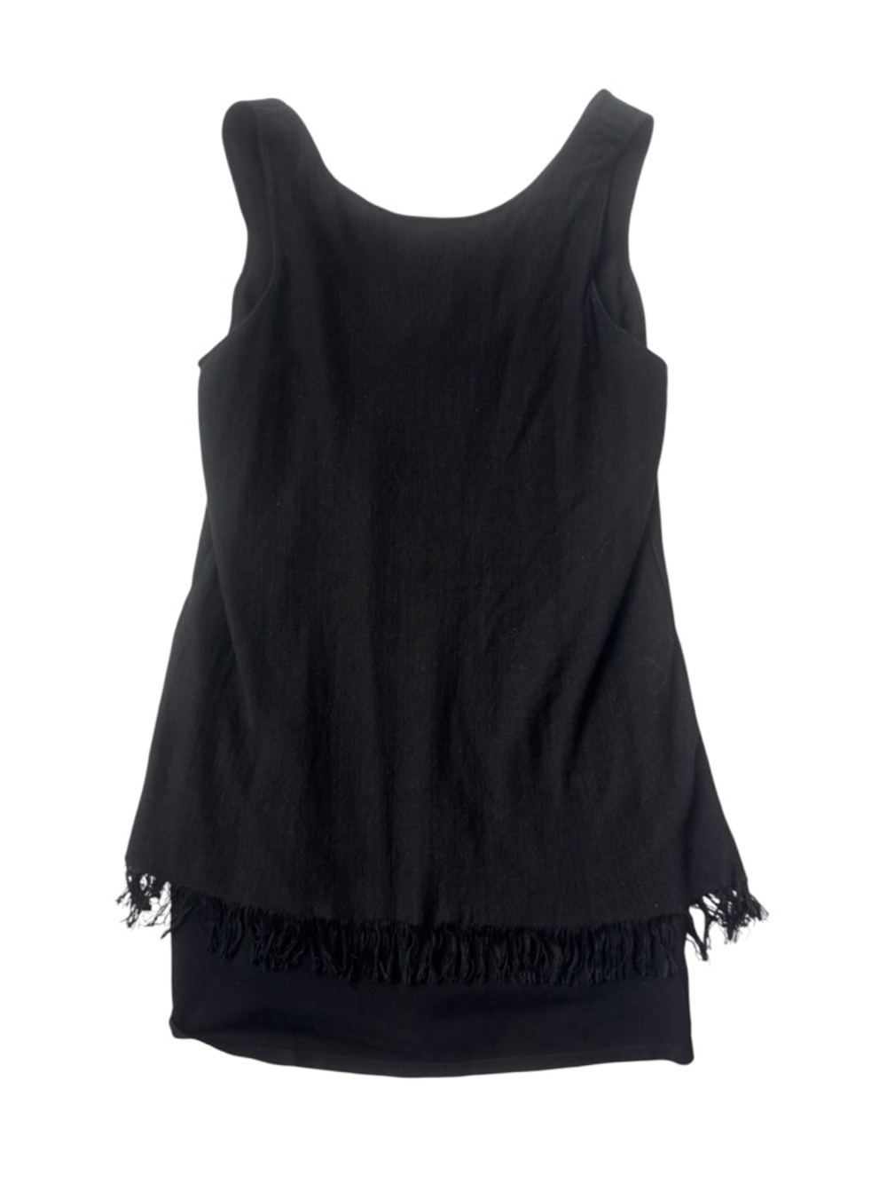 Theory Jurinzi O Black Sleeveless Fringe Hem Dress Size L NWT